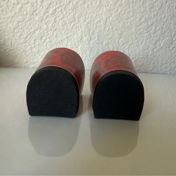 Pashion Footwear v1.0 Custom Red Rose Cluster 3 Inch Block Heels - Picture 6 of 9